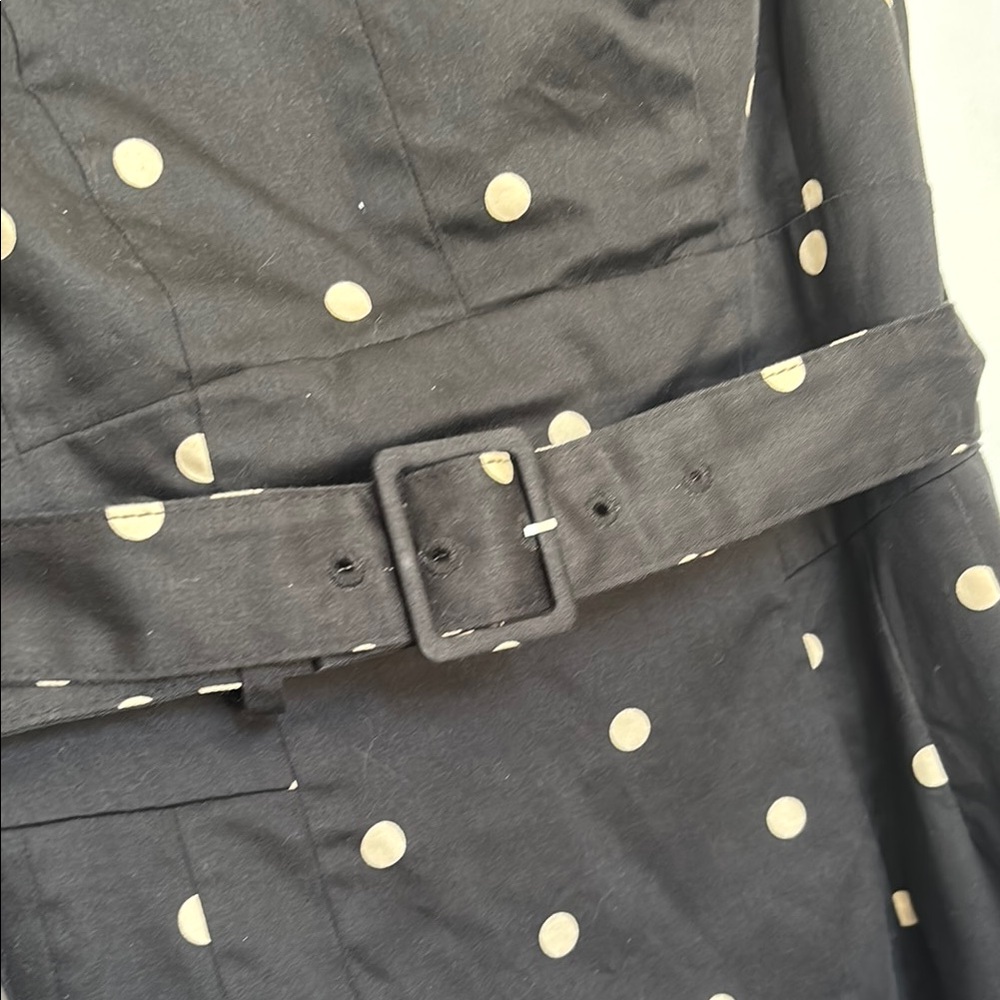 Boden Black Midi Dress with White polka dots business casual size 2 petite - Picture 7 of 9